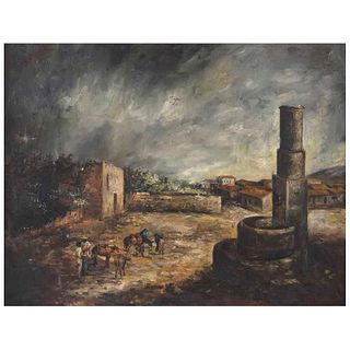 PEDRO GALARZA DURÁN,  Pueblo, Signed and dated 1940, Oil on canvas, 19.8 x 25.5" (50.5 x 65 cm)
