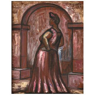 RAÚL ANGUIANO, Mujer tehuana, Signed and dated 78 front and back, Oil and tempera on canvas, 18 x 14" (46 x 36 cm)