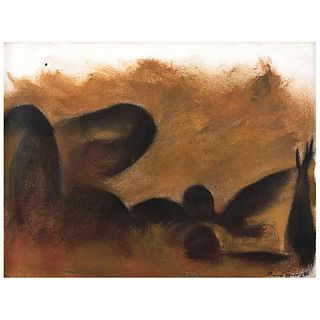 RICARDO MARTÍNEZ, Untitled, Signed and dated 83, Oil on paper, 8.6 x 11.4" (22 x 29 cm)