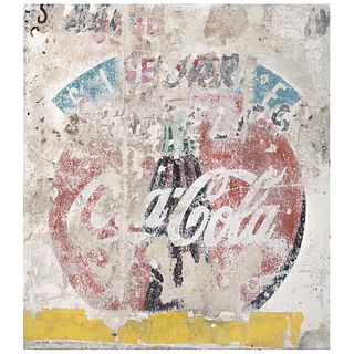 ALFREDO ROMERO, Coca-Cola Champoton, Vestigios de Nuestros Tiempos, Signed on back, Strappo and graphite on canvas, 29.3 x 35" (100x89 cm),Certificate