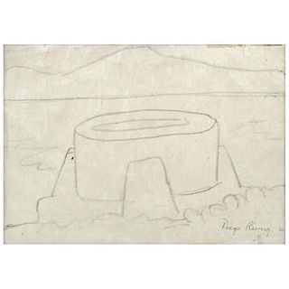 DIEGO RIVERA, Sin título, Firmado y fechado 30, Lápiz de grafito sobre papel japonés, 26.5 x 37 cm