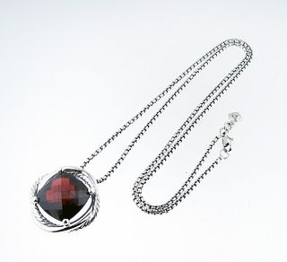 David Yurman Sterling Silver Infinity Garnet Necklace