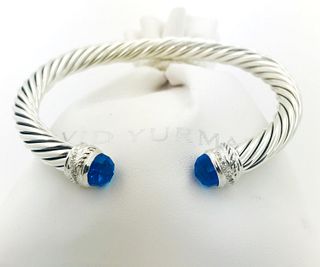 David Yurman Cable Classic Blue Topaz Diamond Bracelet
