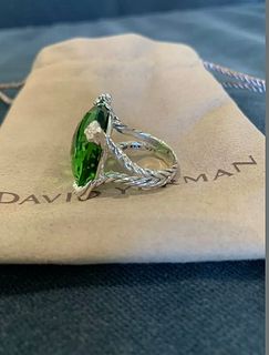 David Yurman Cushion Diamond Peridot Ring Sz 6