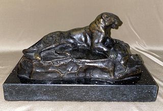 French Bronze Sculpture Alfred Barye Barge lioness