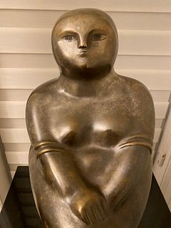 Yuri Krasny Silvered bronze of fat woman