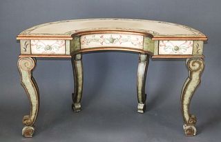 Italian Rococo Manner Green Painted Console Table