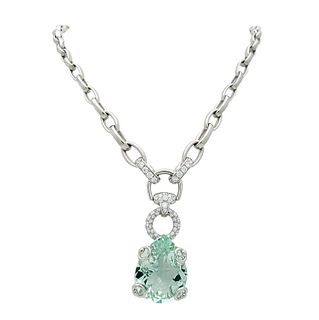 Gucci Horsebit  Aquamarine.Diamond Necklace in 18k