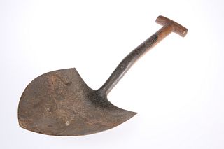 A MILITARY SHORT SHOVEL, DATED 1952, probably from a jeep. 66.5cm
