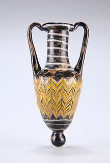 A HELLENISTIC CORE-FORMED GLASS AMPHORISKOS, CIRCA 1ST-4TH CENTURY BC, with