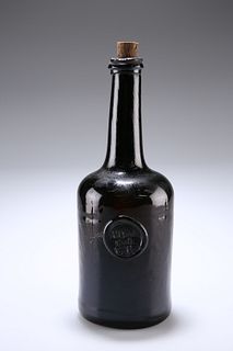 AN OXFORD COLLEGE OLIVE GLASS COMMON ROOM WINE BOTTLE, 18TH CENTURY, All So