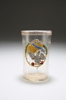 A SAXON ENAMEL PAINTED GLASS BEAKER, LATE 18th/EARLY 19th CENTURY, cylindri