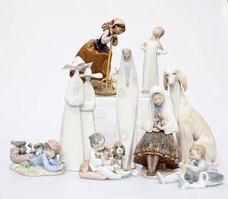 A COLLECTION OF LLADRO PORCELAIN, including seated figure, no. 5127; goose 