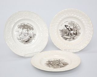 THREE MIDDLESBROUGH POTTERY NURSERY PLATES, MID 19TH CENTURY, each with a t