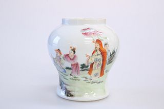 A CHINESE PORCELAIN BALUSTER VASE, painted with a fisherman and figures. 12
