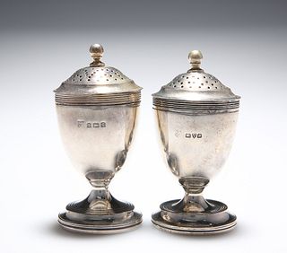 A NEAR PAIR OF GEORGE SILVER CASTERS, GEORGE NATHAN & RIDLEY HAYES, CHESTER