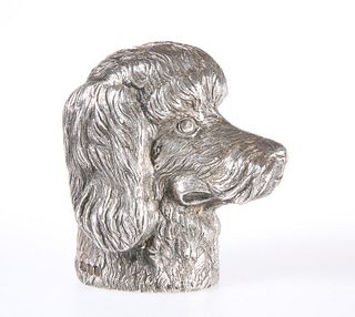 A LARGE CAST SILVER LIGHTER IN THE FORM OF A POODLE'S HEAD, LONDON 1961, ma