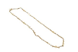 A 9 CARAT GOLD AND SEED PEARL NECKLACE, BY DEAKIN & FRANCIS
 The 9 carat go