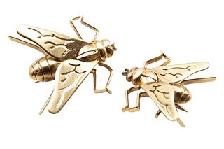 A PAIR OF FLY BROOCHES, BY BOUCHERON
 Graduating in size, each of polished 