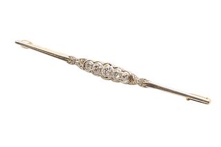 A DIAMOND BAR BROOCH
 Centrally set with a graduated row of old brilliant-c
