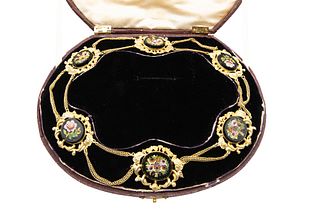 A LATE 19TH CENTURY MICROMOSAIC NECKLACE
 Composed of six oval-shaped micro