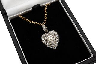 A LATE 19TH CENTURY DIAMOND LOCKET PENDANT?
  The heart-shaped pendant, pav