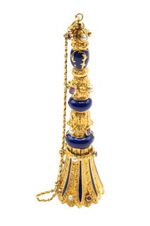 A FINE GOLD AND ENAMEL POSY HOLDER, LATE 19TH CENTURY, FRENCH IMPORT MARK F