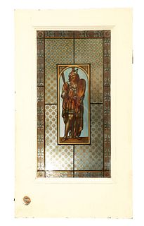 A PAIR OF VICTORIAN STAINED GLASS WINDOWS, IN THE PRE-RAPHAELITE TASTE, eac