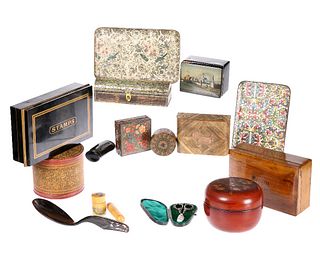 A MISCELLANEOUS GROUP OF OBJECTS, including a cased pair of silver-handled 