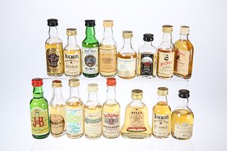 SIXTEEN MINIATURE BOTTLE WHISKY COLLECTION, including Inchgower, J&B, Cragg