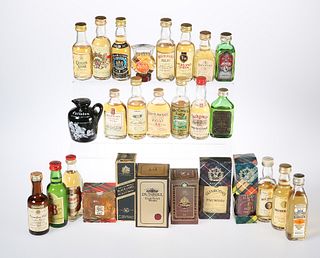 TWENTY-SEVEN MINIATURE BOTTLE WHISKY COLLECTION, including Dunhill, Dimple,