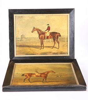 A SET OF ELEVEN PRINTS ON CANVAS OF RACEHORSES, including "Memnon", The Win
