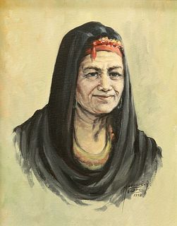 MANSOUR (EGYPTIAN), PORTRAIT OF AN EGG SELLER, signed and dated 1978 lower 