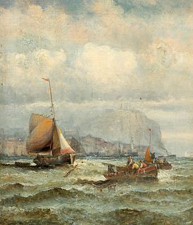 ENGLISH SCHOOL (19TH CENTURY), OFF SCARBOROUGH, unsigned, oil on canvas, fr
