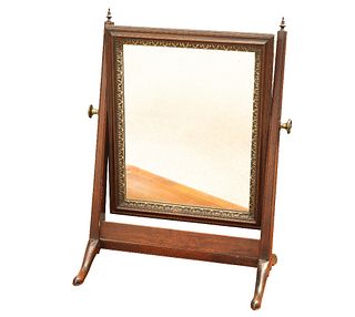 A GEORGE III MAHOGANY TOILET MIRROR, 18TH CENTURY, the rectangular mirror-p