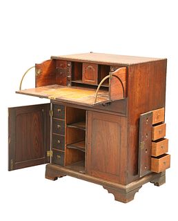 AN ANGLO-INDIAN ROSEWOOD SECRETAIRE CABINET, EARLY 19TH CENTURY,?the deep d