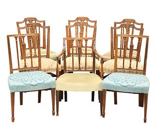 A MATCHED SET OF NINE GEORGE III MAHOGANY DINING CHAIRS, comprising? a set 