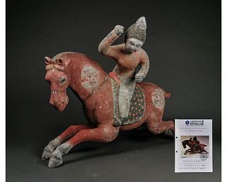 CHINESE TANG DYNASTY TERRACOTTA POLO PLAYER - TL TESTED