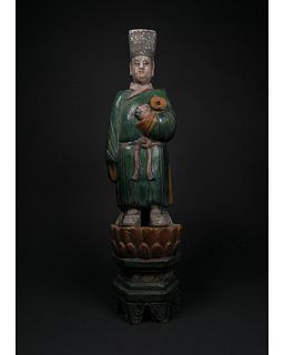 HUGE CHINESE MING DYNASTY ATTENDANT FIGURINE