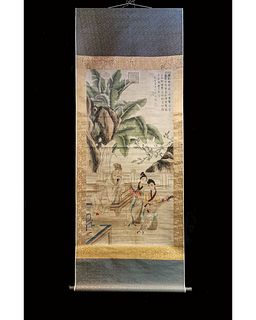 CHINESE SCROLL PAINTING WITH MUSICIANS