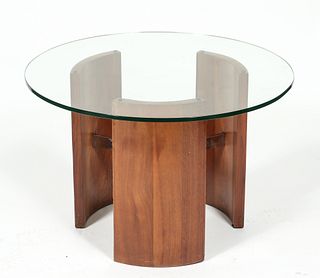 Modern Walnut & Glass Cocktail / Coffee Table