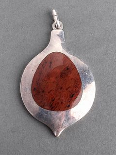 Taxco Silver & Agate Inlay Pendant