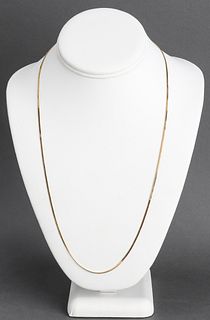 Vintage 14K Yellow Gold Flat Box Chain Necklace