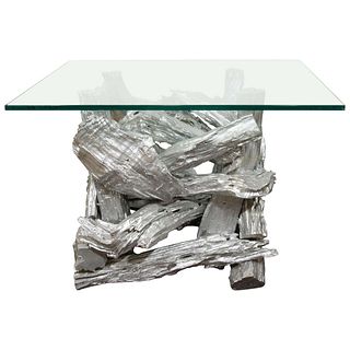 Modern Silver-Painted Driftwood Table
