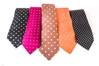 Men's Designer Silk & Linen Polka Dot Neckties, 5
