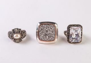 Sterling Silver Ring incl. Pearl, Druzy Quartz, 3