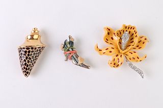 Kenneth Jay Lane Costume Brooches, Group of 3