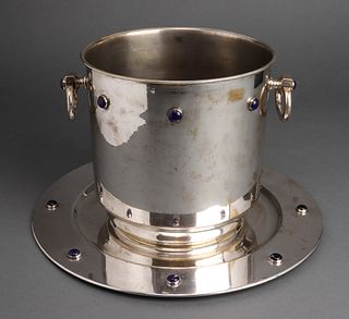 Cartier Style Silver Plate Ice Bucket & Tray