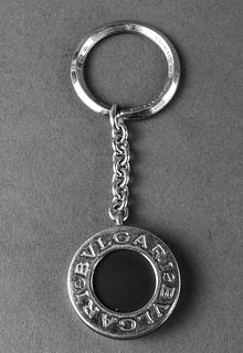 Bvlgari Sterling Silver & Rubber Key Ring