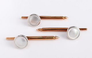 14K Yellow Gold Mother-Of-Pearl Shirt Stud Set 3